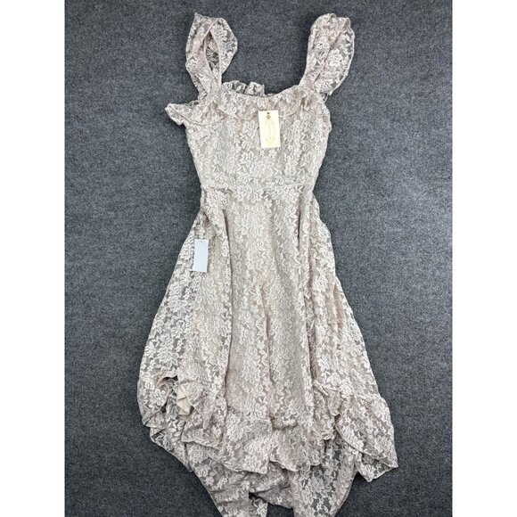 Joyfolie Dresses & Skirts - Joyfolie Dress Womens XS Blush Elowen Lace Ruffle Asymmetrical High Low Midi